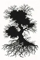 tree with roots reaching deep tattoo design idea