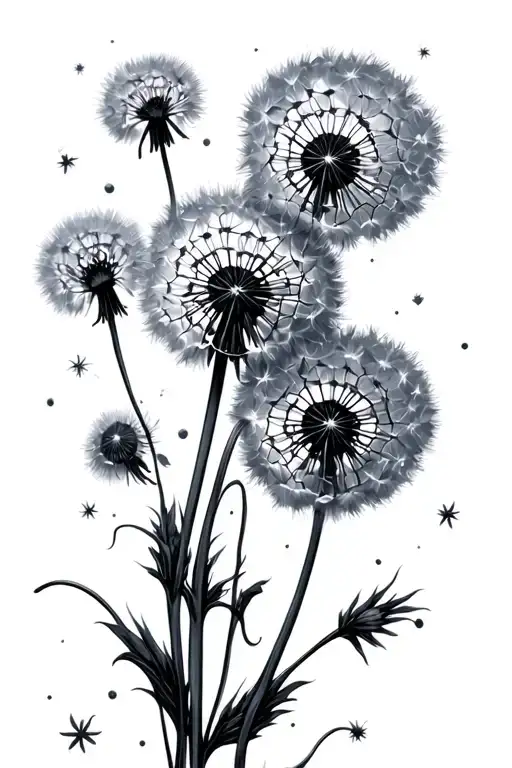 Dandelions pleiades tattoo design idea