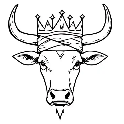 Bull head With a bandana on eyes and a crown tattoo design idea