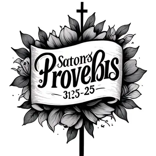 "Proverbs 31:25-26" writing In cross tattoo tattoo design idea