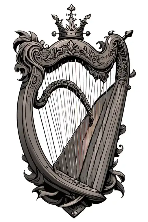harp and king david tattoo design idea