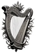 harp and king david tattoo design idea