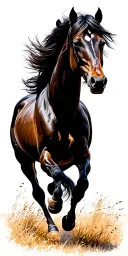 horse galloping through a field tattoo design idea