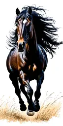 horse galloping through a field tattoo design idea