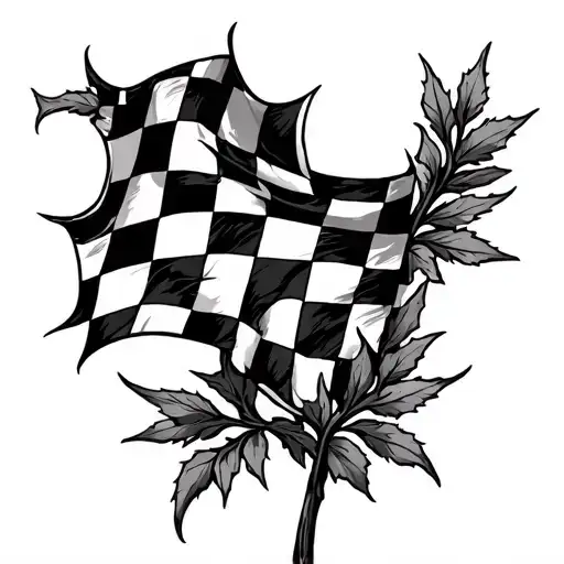 thorns in the shape of laurels checkered flag tattoo design idea