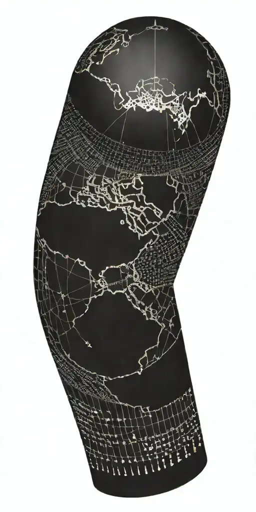 A globe with binary code wrapping around it, symbolizing travel and hacking tattoo design idea