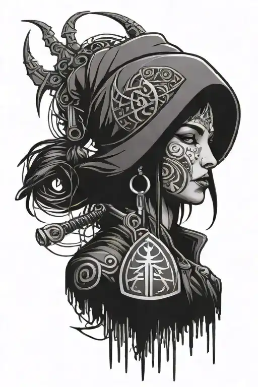 hacking themed tattoo featuring iconic symbols kali linux  tattoo design idea