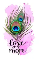 "love you more" small peacock feather  tattoo design idea