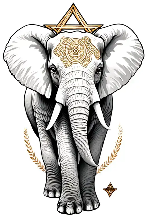 elephant  and star of David tattoo design idea
