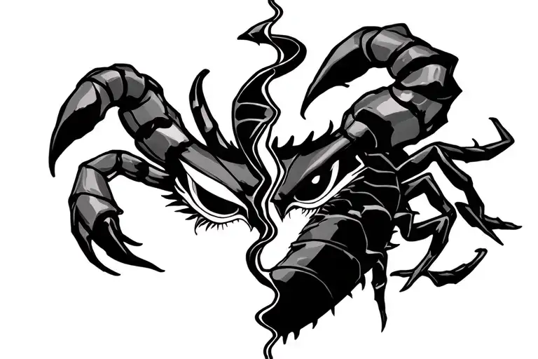 scorpio with anbu mask split in half tattoo design idea