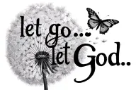 "let go...let God" dandelion blowing butterflies tattoo design idea
