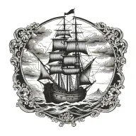 boat 18th century tattoo design idea