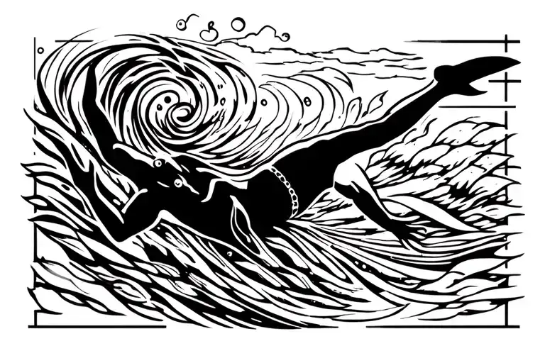 diving scene tattoo design idea
