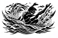 diving scene tattoo design idea