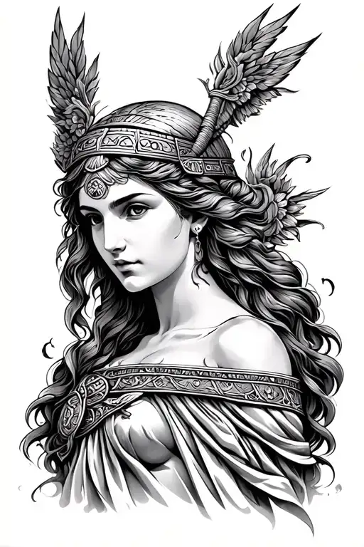 virgo goddess Athena tattoo design idea