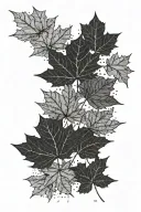 10 maple leaves stored in a black shaded rectangle. Some leaves can go outside the rectangle a bit tattoo design idea