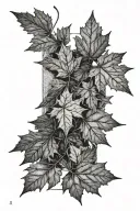 10 maple leaves stored in a black shaded rectangle. Some leaves can go outside the rectangle a bit tattoo design idea