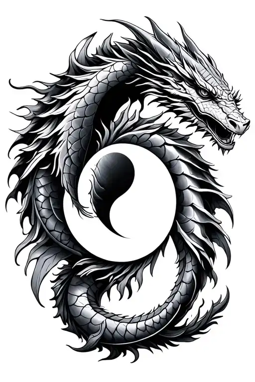 I want a symmetrical back tattoo with 2 dragons and an Egyptian eye. On my lower back I want a yin and yang fish  tattoo design idea