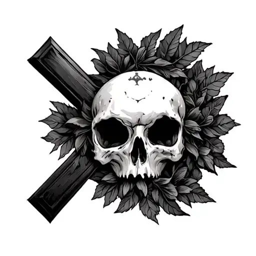 cross with poison tree and black widow  tattoo design idea