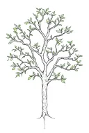 Tall Apple Tree Intertwined With Pecan Tree minimalist style  tattoo design idea