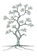 Tall Apple Tree Intertwined With Pecan Tree minimalist style  tattoo design idea