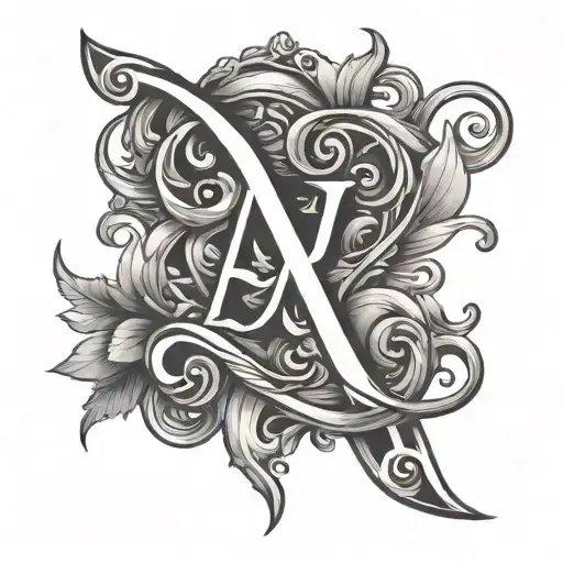 Initials AJ intertwined tattoo design idea