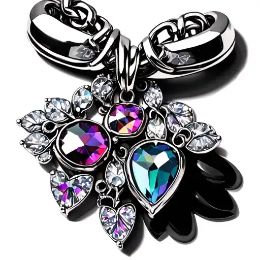 charm bracelet with coloured crystals tattoo design idea