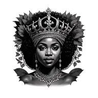 African queen crown adorned tattoo design idea