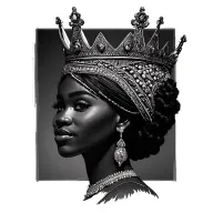 African queen crown adorned tattoo design idea
