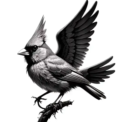 Cardinal With Angel Wings tattoo design idea