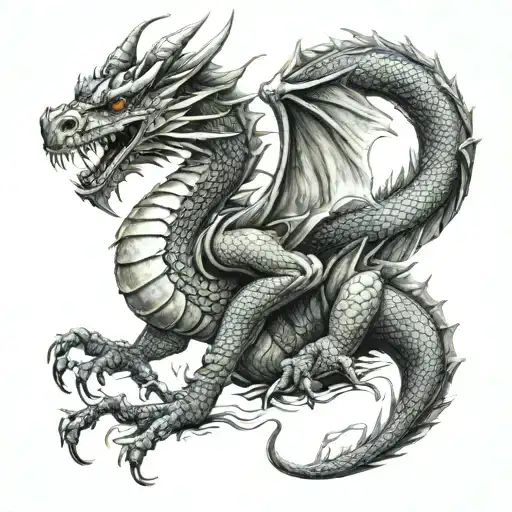 dragon with baby foot print tattoo design idea