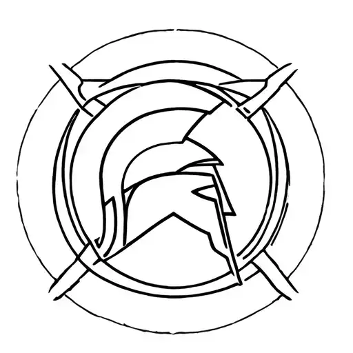 spartan helmet inside of the Greek omega symbol with forties fortuna adiuvat going around on the greek omega symbol tattoo design idea