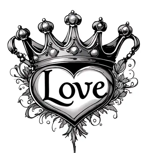 "Love " small prince crown tattoo design idea