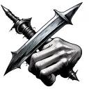 Client wanting scratchy, rough-style daggers on knuckle. tattoo design idea