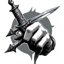 Client wanting scratchy, rough-style daggers on knuckle. tattoo design idea