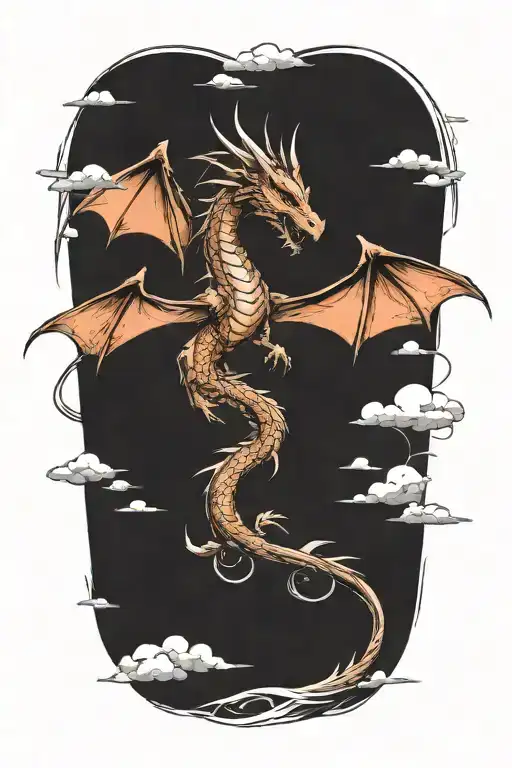 dragon flying tattoo design idea