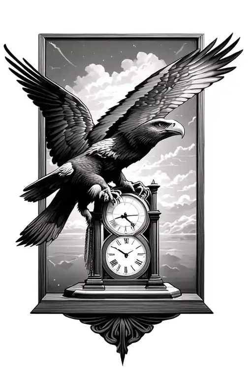 flying Eagle with sand clock open tattoo design tattoo design idea
