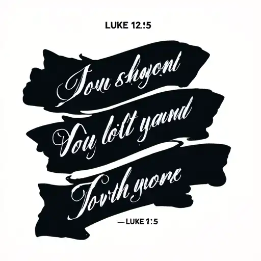 Luke 12:15 Bible verse written tattoo design idea