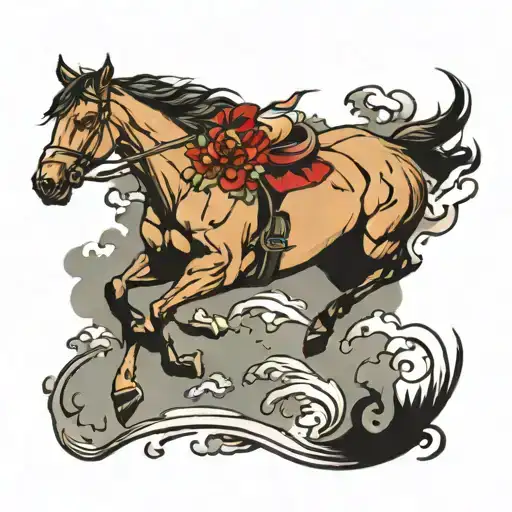 horse jumping tattoo design idea