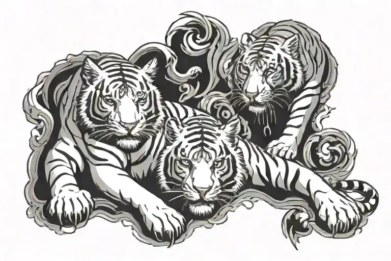 white tiger fighting bengal tiger tattoo design idea