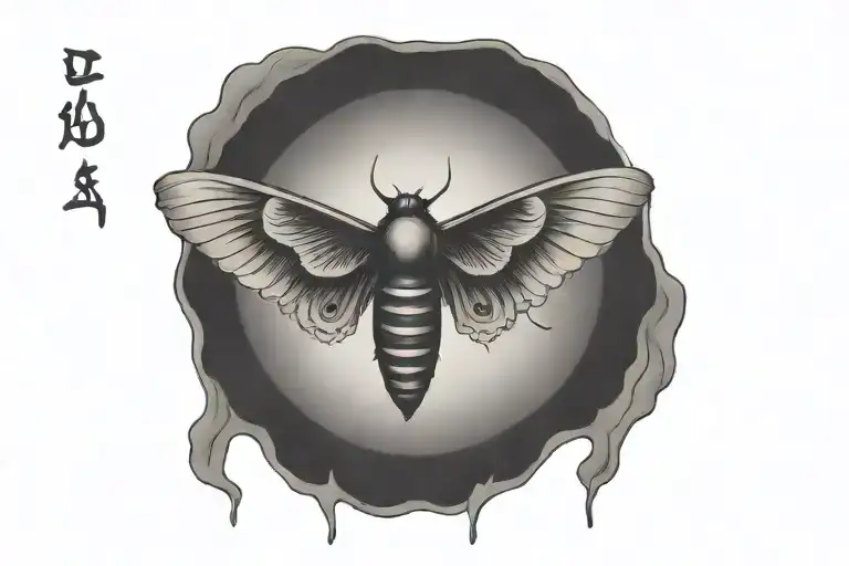 traditional moth spreading its wings with a human eye dark tattoo design idea