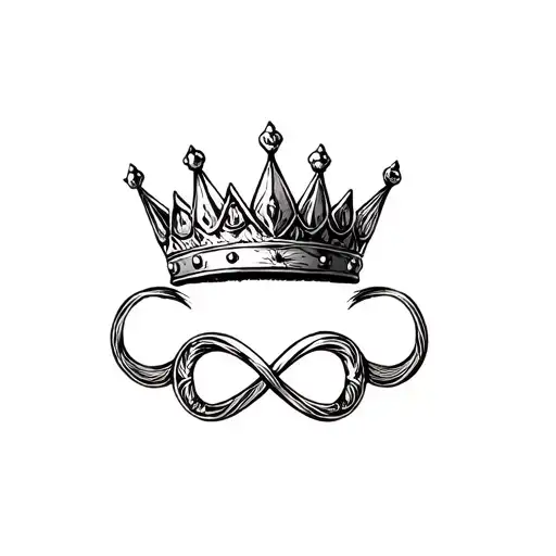 KJ Customs in calligraphy with crown and infinity symbol  tattoo design idea