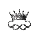 KJ Customs in calligraphy with crown and infinity symbol  tattoo design idea