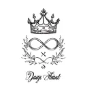 KJ Customs in calligraphy with crown and infinity symbol  tattoo design idea