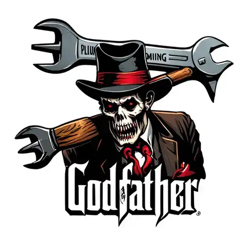 "Plumbing Godfather " mobster with wrench  tattoo design idea