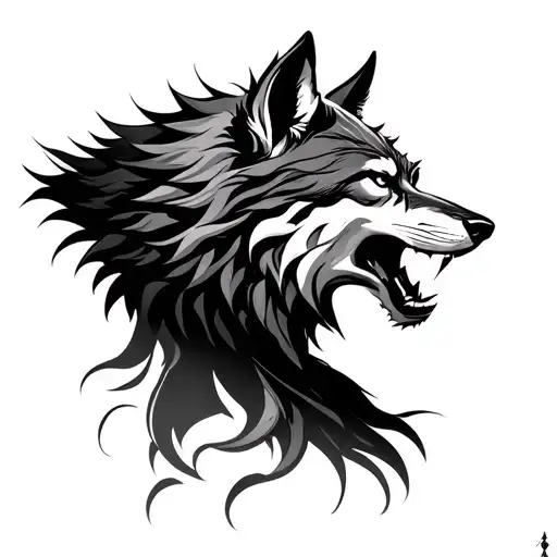 minimal sogma howling dangerous lone wolf representing arjuna and his focus from mahabharata tattoo design idea