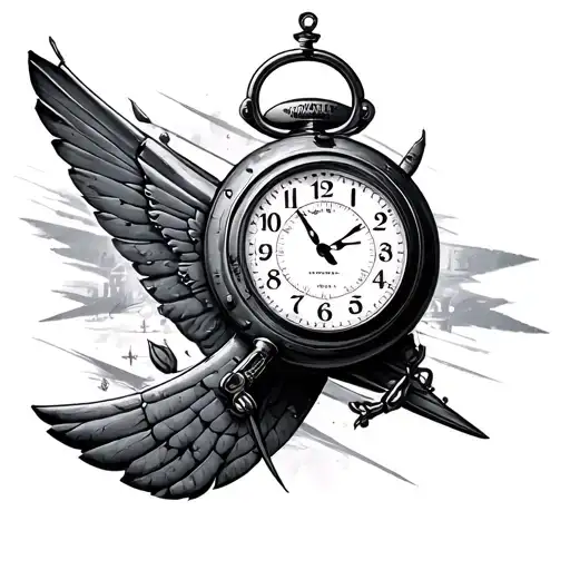 aviation clock tattoo design idea