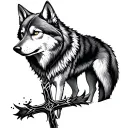 wolf and cross  tattoo design idea
