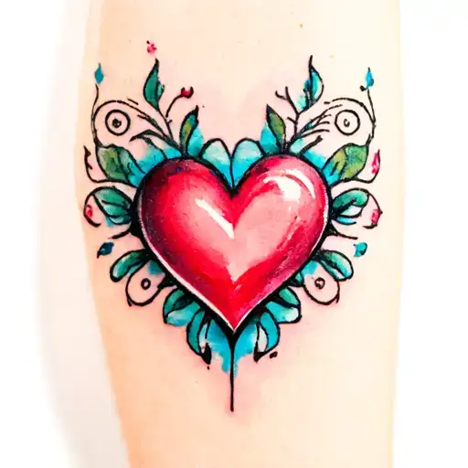 small double heart without paint palette tattoo design idea