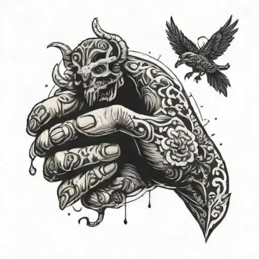 giving hands reaching tattoo design idea